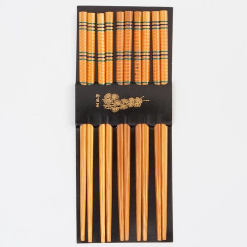 Hashi de Bambu Listras Escuro 5 pares de 22,5cm - Ningbo Shilin