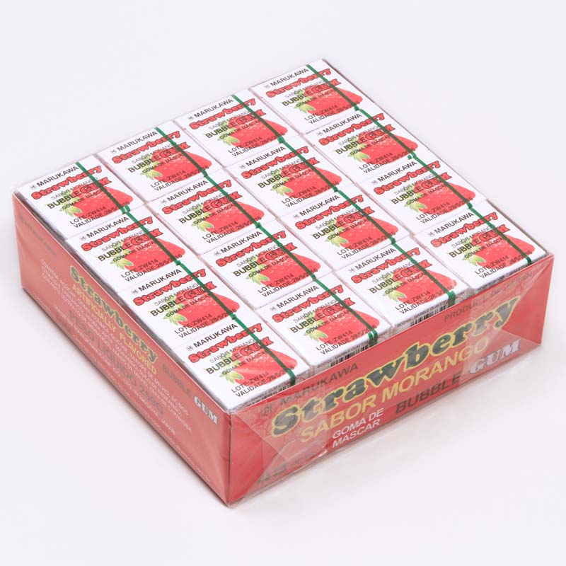 caixa-de-chicletes-sabor-morango-48-unidades-Marukawa-embalagem
