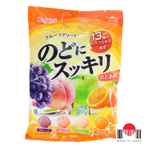 Bala de Frutas Sortido Nodo ni Sukkiri Fruits 113g - Kasugai